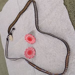 Mix multi color bead strap with floral earrings